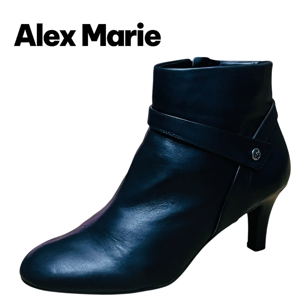 Alex Marie Black Leather Boots High Heel Sz 9.5
